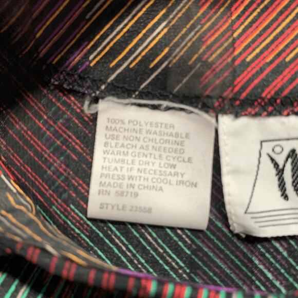 Vintage Notations Burgundy Plaid Blouse Satin Button Shoulder Long Sleeve Large - Picture 7 of 11